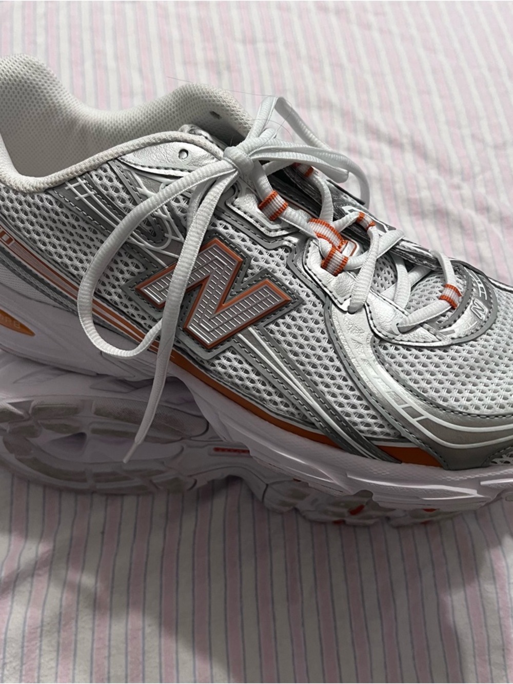 New Balance Men’s White and Orange Athletic Running Shoes